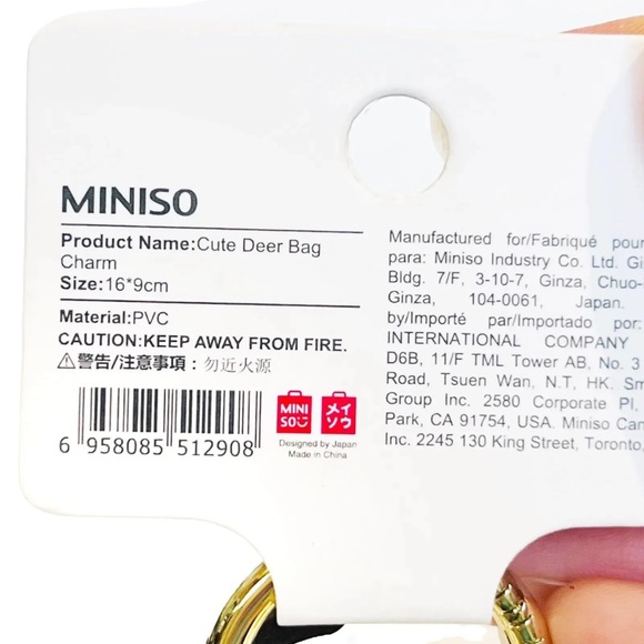 Miniso Cute Deer Bag Charm Heart Glitter Confetti Sequins Pink White Keychain - Picture 9 of 12